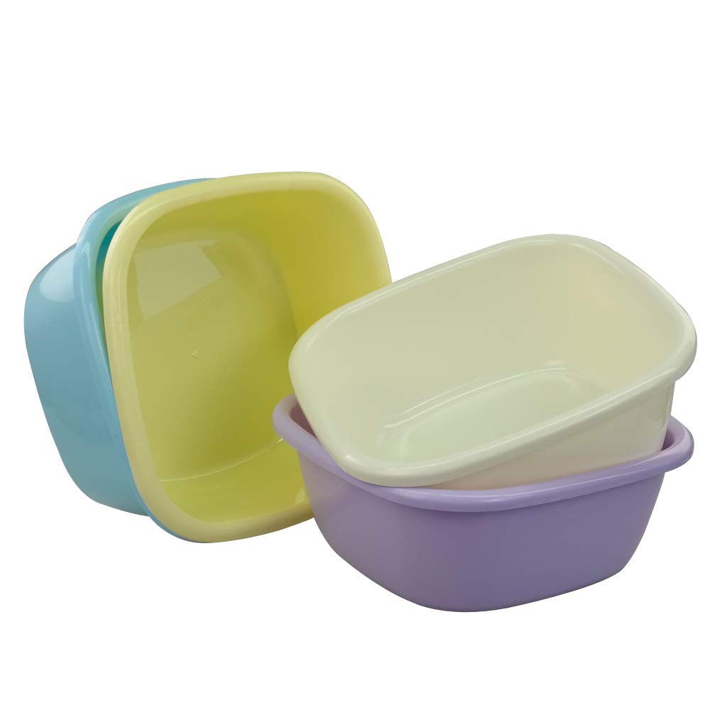 Dynko Colored Washing Up Bowl, Plastic Square Washing Up Bowls, Set of 4