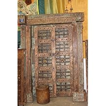 Mogul Antique India Doors Natural Distressed Rustic Vintage Teak Carved Spanish Hacienda Clearance Sale
