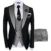 Wangyue Mens Suit 3 Piece Slim Fit Suits for Men Wedding Prom Tuxedo for Men Formal Business Suit