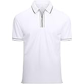 SAMERM Mens Zipper Golf Shirts Short Sleeve Casual Polo Shirts Moisture Wicking Solid Golf Shirt Fashion
