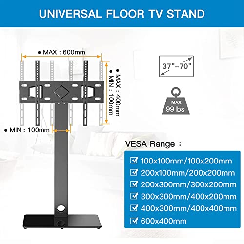 PERLESMITH Universal Floor TV Stand/Base with Swivel Mount for Most 3770 inch LCD LED TVs