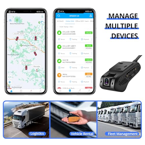 JC400P Dash Cam Live Video 4G, GPS Real Time Monitor 24H Remotely, Front and Inside Camera, Night Version- with SOS Alert, Fence Alert, 180-Day Playback