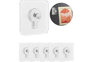 6 Pcs No-Drill Screw Stickers, Reusable Drill Free Adhesive Hooks, Removable Nail Free Wall Hangers, Picture Hangers Without 