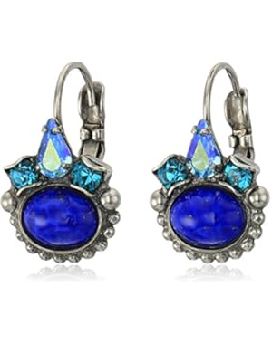 Electric Blue Petite Oval Semi-Precious French Wire Drop Earrings