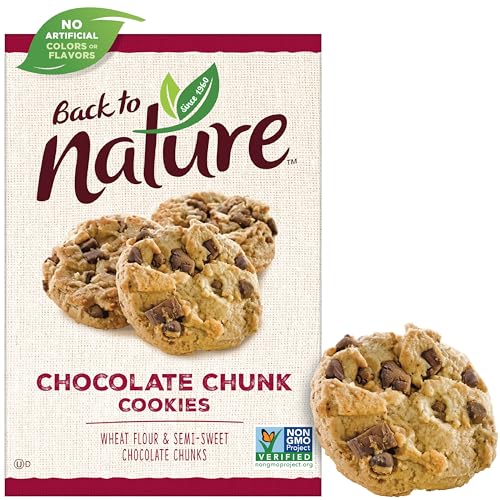 BACK TO NATURE CHOCOLATE CHUNK COOKIES – DAIRY FREE, NON-GMO, MADE WITH WHEAT FLOUR, DELICIOUS & QUALITY SNACKS, 9.5 OUNCE