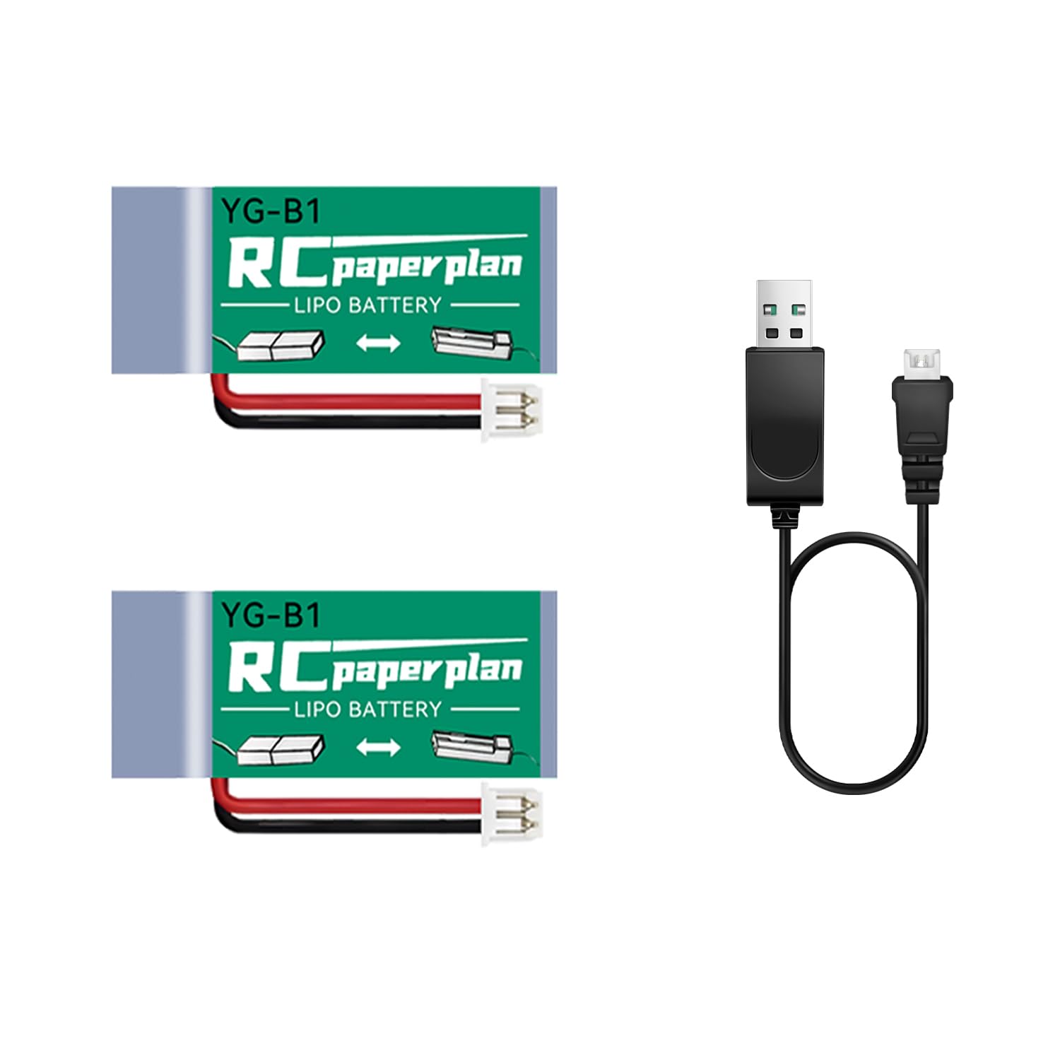 HAWK'S WORK 2 Pcs 3.7V Lipo Battery, 150 mAh Rechargeable Lithium Polymer Battery for RC Plane Helicopter Drone All Models & Toys (PH1.25 Connector)