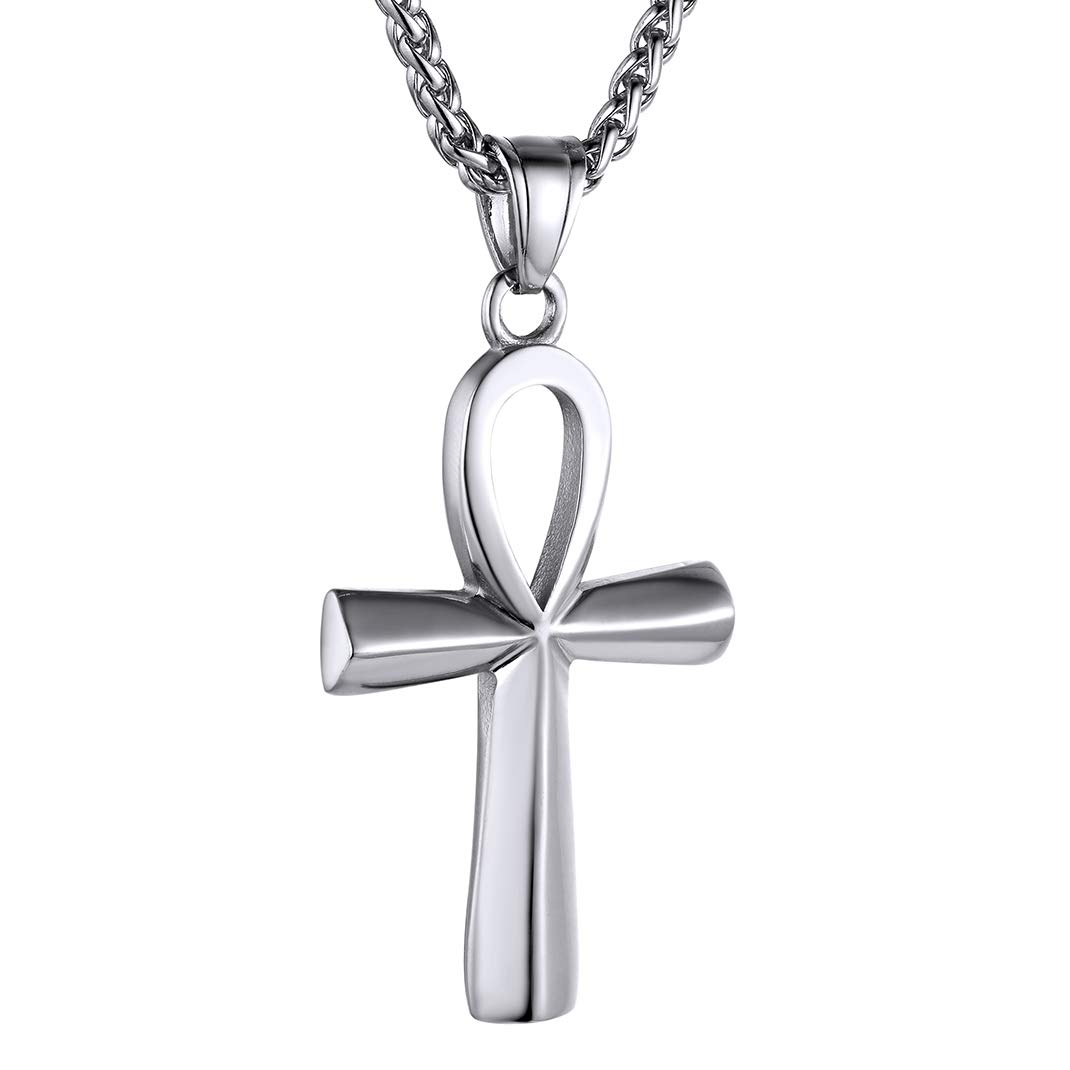 GoldChic Ankh Necklace for Men Women, Stainless Steel Egyptian Cross Pendant Necklaces Egypt Jewellery, Cross Chain Necklace 22"+2" inches — image 1