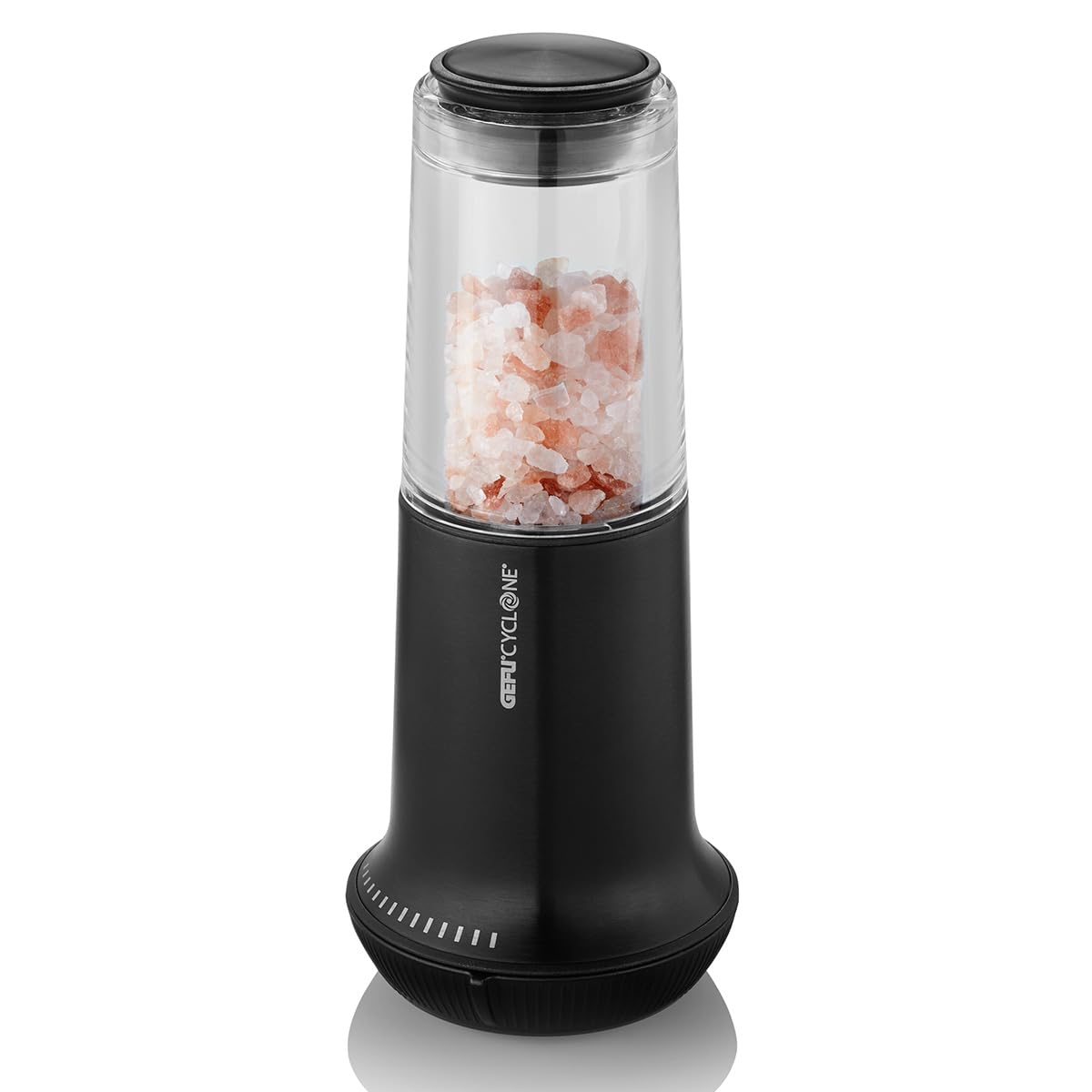GEFU X-PLOSION® Salt or Pepper Mill L – Black Cyclone® Ceramic Grinder, 16-Level Adjustment, Stainless Steel, Airtight Lid