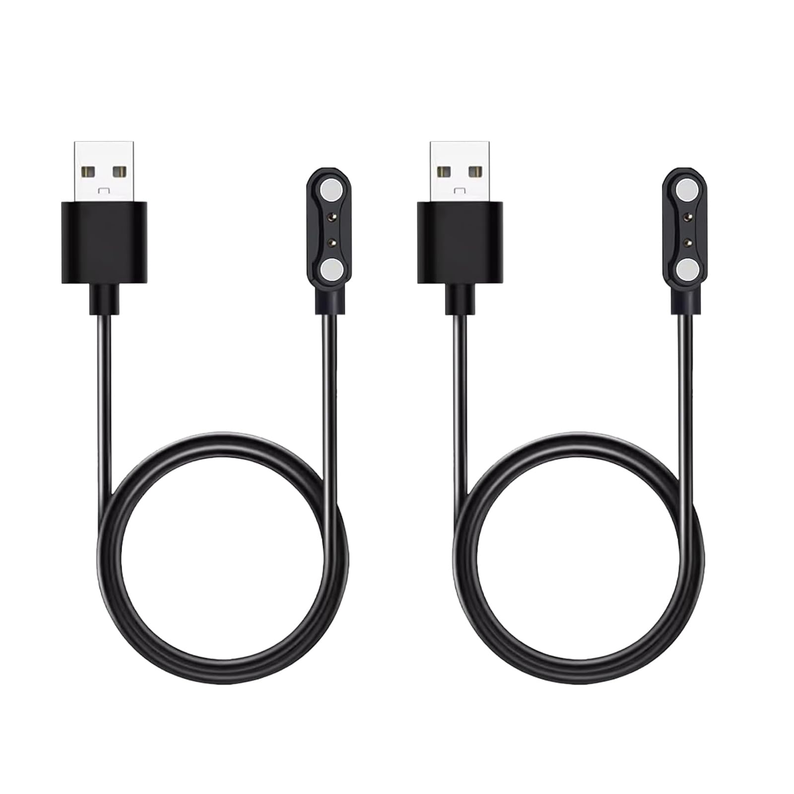 2 Pcs Universal Smart Watch Charger, 2-Pin 4 mm Magnetic USB Charging Cable, Universal Replacement Charging Cord for Smart Watch & Fitness Tracker, Strong Magnetic Adsorption, Fast Safe Charging