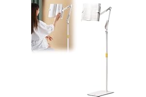 Adjustable Height Floor-Standing Book Holder & Tablet Stand, Flexible Gooseneck Reading Shelf for Desk - Portable Lectern Sta