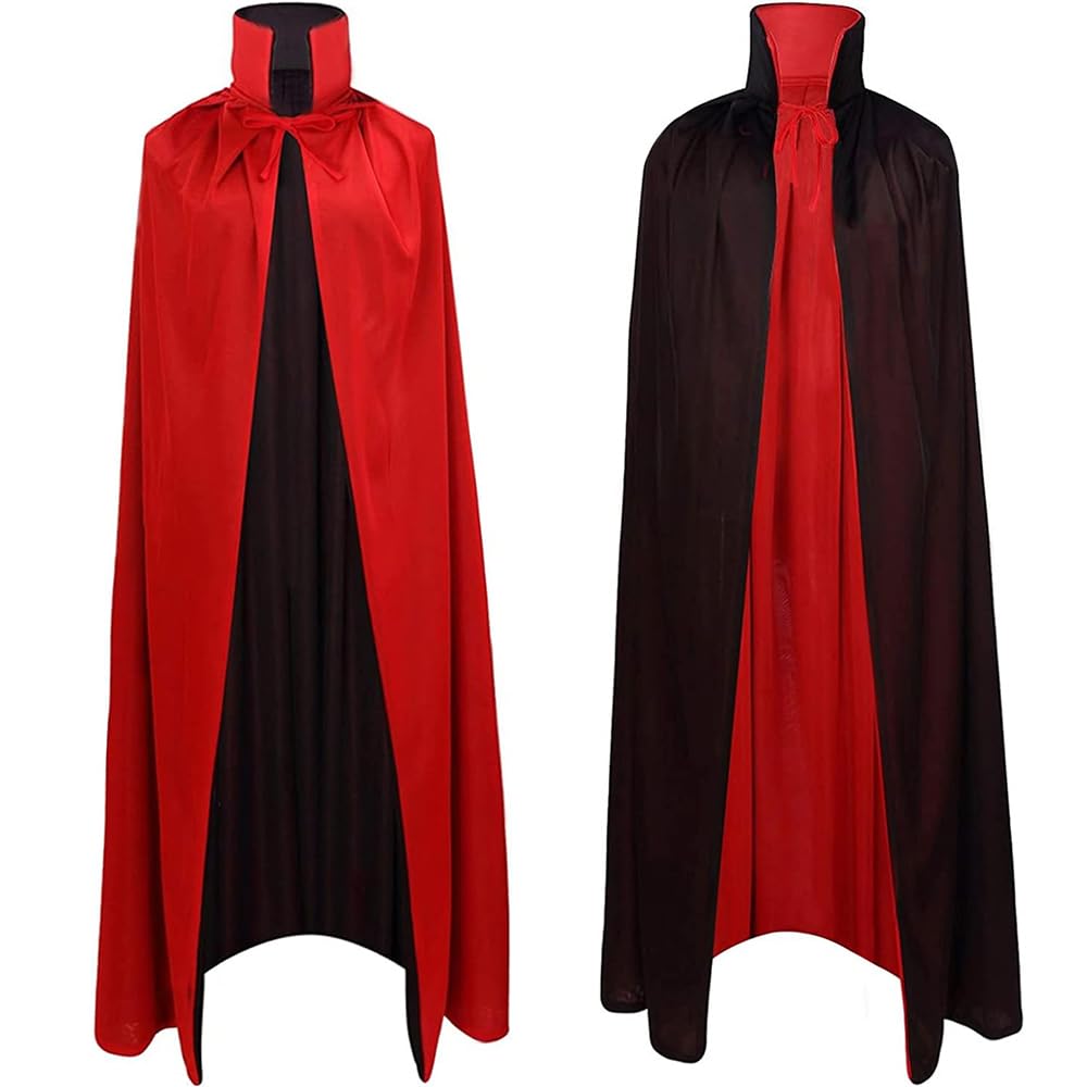 Ding Yongliang Black Red Cape Halloween Witch Cosplay Accessories Adult Cape, Cloak for Halloween Party Fancy Dress, Party(140cm)