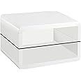 Coaster Home Furnishings - Elana - 1-Shelf Rectangular Side End Table with Engineered Wood, White High-Gloss Finish and Clear Glass Shelf - Living Room - 23.5-Inch - White - 703267