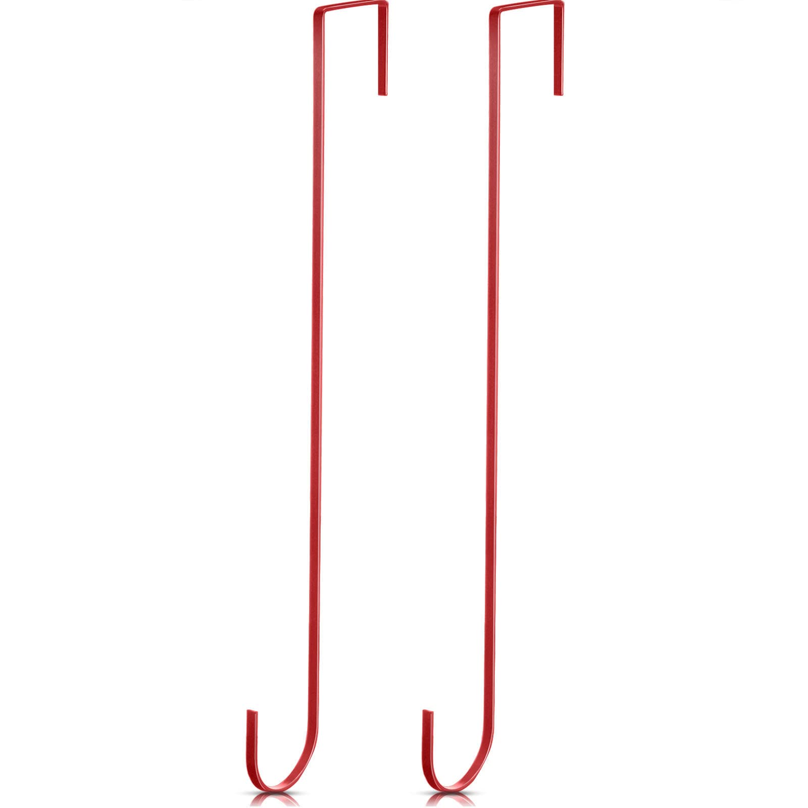 Hotop 15 Inch Wreath Hangers for Front Door Wreath Doors Hangers Steel Material Clothes Towel Hooks Holder Over The Door Hanger Hooks 2 Pcs for Christmas Halloween Front Decorations(Red)