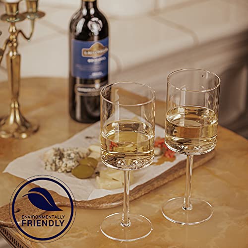 Square Wine Glasses Set of 4 with Stem Modern Unique Large Wine