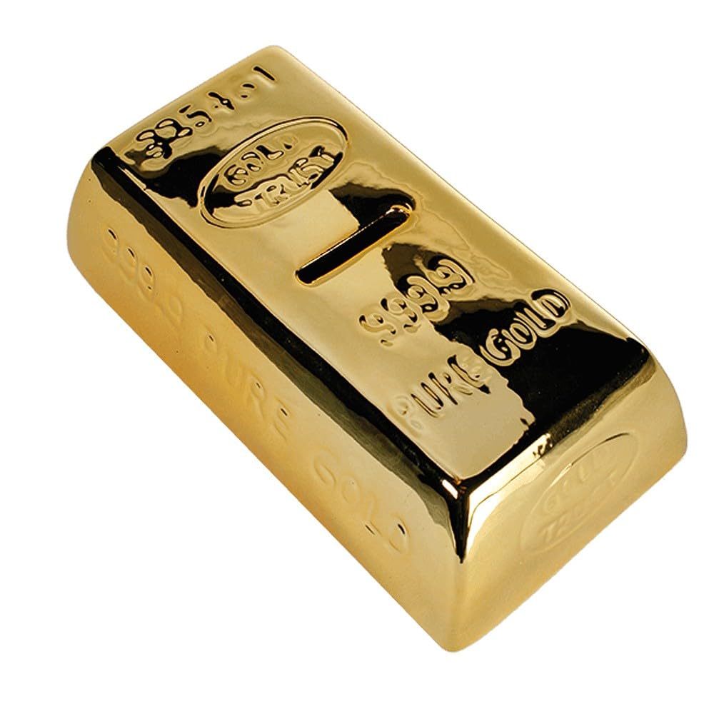 Out of the Blue Piggy Bank Old Bar Design, Ceramic, Gold, 17.5 x 9.3 x 5.7 cm