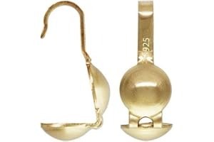 10pcs Adabele Real Yellow Gold Plated Sterling Silver Clamshell Calotte Bead Tip End Cap Knot Cover Terminator Open Hook (4mm Cup) for DIY Craft Jewelry Making SS187-2