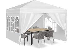 Teabelle 10x10 FT Party Canopy Tent with 4 Removable Sidewalls, Heavy Duty White Wedding Gazebo, Waterproof Outdoor Event She