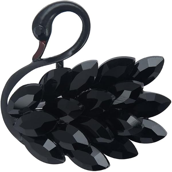 Amazon.com: Black swan pin brooch with black marquise  display picture 1