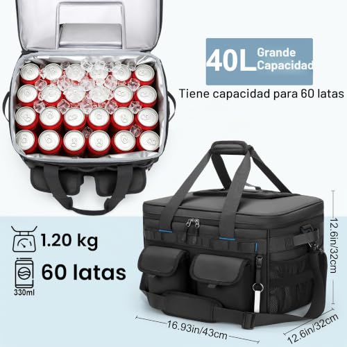 Youngoa Portable Cooler, 40L Large Foldable Beach Cooler, Portable Thermal Bag, Waterproof Leakproof Isothermal Bag