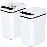 Anborry Bathroom Trash Cans with Lid 2 Pack 2.2 Gallon Touchless Automatic Motion Sensor Small Slim Garbage Can, Smart Electric Narrow Garbage Bin for Bedroom Office Kitchen (White)