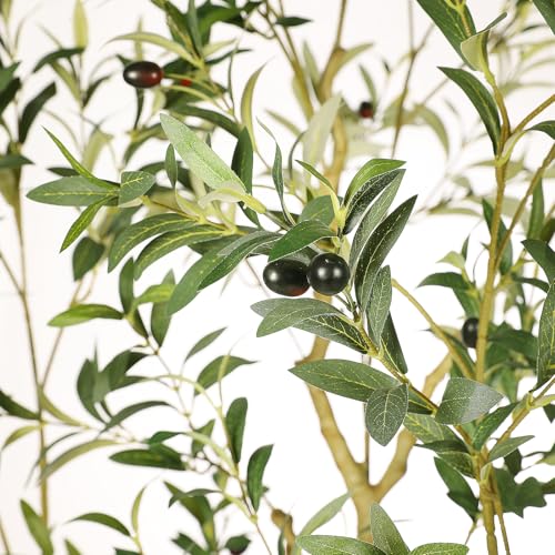 PHYTREE 7ft Artificial Olive Tree, Artificial Plants, Large Faux Olive Tree with Realistic Leaves and Olives - Full and Grand Design Fake Olive Tree with Sturdy Base for Indoor Outdoor Office Decor