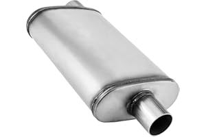 TECTRUC 3 inch Exhaust Muffler,3.0" Universal Muffler Straight-Through Performance Resonator with Stainless Steel muffler for Cars, Trucks(3''Inlet/Outlet)