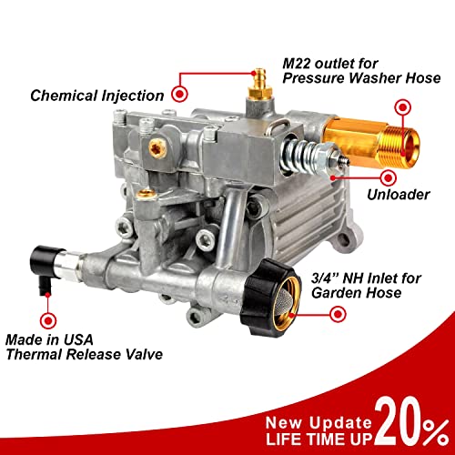 YAMATIC 3/4" Shaft Horizontal Pressure Washer Pump 3000 PSI 2.5 GPM