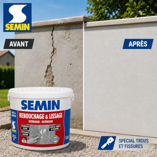 SEMIN 1.5kg Paste Filler - Special Holes, Cracks & Screw Holes - Indoor/Outdoor - Ready to Use - Excellent Finish - High Adhesion