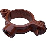 Hinged Split Ring Pipe Hanger Copper Epoxy Coated Iron, 5-Pack (1") | Fits 3/8" threaded rods | Rapid overhead retrofit | No extra nuts needed | Built-in female tap | Pre-included bolt