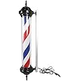 Barber Pole LED Light, Hair Salon Barber Shop Open Sign, Wall Mounted Rotating Red White Blue Spinning Strips Sign
