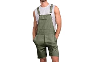 Runcati Mens Casual Bib Overall Shorts Lightweight Cotton Loose Fit Denim Jumpersuit Walkshort Pockets Rompers