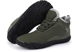 Yoyumtz Winter Snow Boots for Women Men Hike Barefoot Shoes Minimalist Winter Snow Boots Zero Drop & Wide Toe Box & Waterproof Fur Lining Snow Booties Warm Hike Shoes