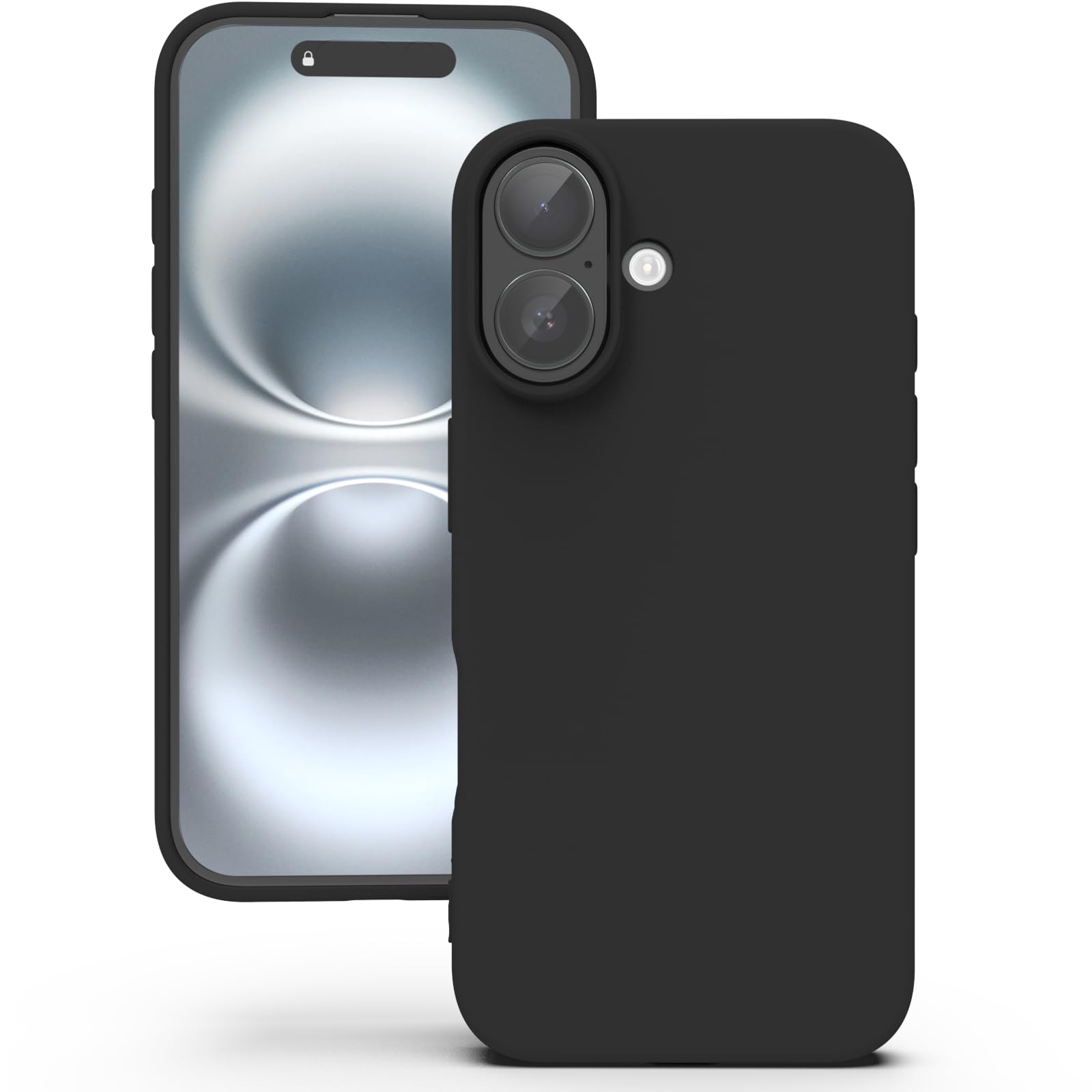 YATWIN Silicone Case for iPhone 16, Soft-Touch, Shockproof, DustProof, Antiskid Full Body Armour Phone Cover for Apple iPhone 16 - Black