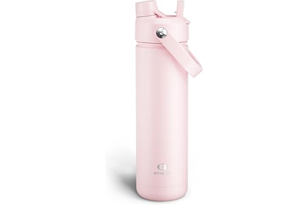 Insulated Water Bottle with Straw - Encool Stainless Steel Water Bottle, Leak-Proof, BPA-Free, Double Wall Vacuum Keeps Cold 
