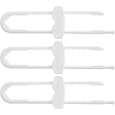 Dreambaby Sliding Cabinet Locks - Child Proof Cabinet Latches - For Kitchen, Bathroom Storage Doors Handles &amp; Knobs - Suitable for Round &amp; D-Shaped Handles - 3 Pack - White - Model L183