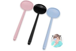 FERCAISH 3Pcs Handheld Eye Occluder, Professional Plastic Eye Occluder Tool for Vision Test Ophthalmic Examination(/Blue/Blac