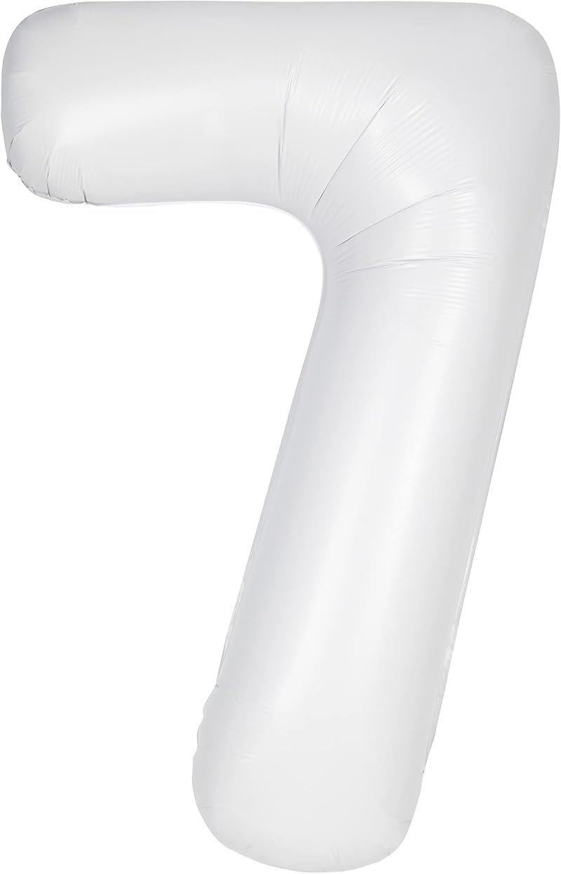 Unique Giant Foil Number 7 Balloon 86 cm Matte White