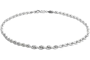 Savlano 925 Sterling Silver Solid Italian Figaro, Rope,Herringbone, Curb, Ball Bead, Snake, Mariner Chain Anklet for Women & Girls, Comes in 0.8mm - 5mm Gift Box