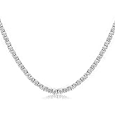 LMWTJE Tennis Necklaces for Women Men | 18K White Gold Plated 3.0 mm Round Cubic Zirconia Diamond Chains | Classic Tennis Chain Necklace Size 16-20 inches