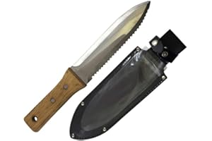 Bonsai Outlet Tinyroots Hori Hori Knife for Gardening, Multiple Purpose Garden Tools Used for Digging, Cutting and Weeding, Stainless Steel with Wooden Handle