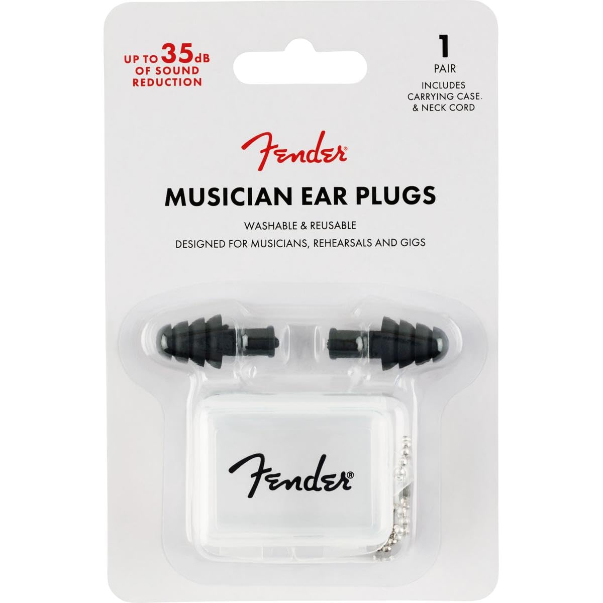 Fender Musician Series Ear Plugs - 27db Noise Reduction - Black, 099-0542-000