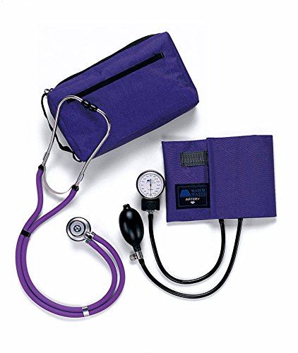 Timesco D05.305Pl Emerald Sphygmomanometer and Sprague Stethoscope Set, Purple