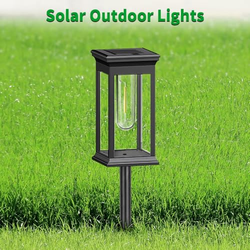 JESWO 4PCS Lamparas Solares Exterior Jardin | Automático Lámpara de Tungsteno de Alta Luminosidad, Impermeables IP65 Luces Solares para Jardin, Césped