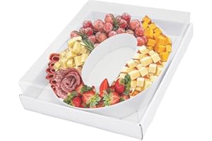 KAFUCIZE 12.5inch Fillable Paper Mache Number Letter Cardboard Cutouts Charcuterie Board Food Sweet Cupcake Tray Party Decorative Box (Number 0, White)