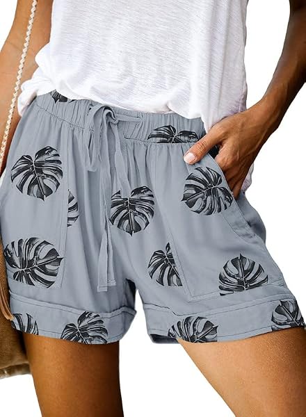 DOKOTOO WOMENS SHORTS FASHION RUNNING SUMMER COMFY DRAWSTRING CASUAL TIE WAIST SOFT HIGH WAISTED BEACH POCKETED SHORTS FOR WOMEN GREY LARGE