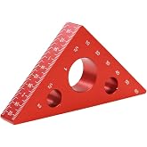 WEITARI Aluminum Alloy Triangle Ruler, 45 Degree Angle, DIY Woodworking Height Measuring Gauge, 65mm (Red)