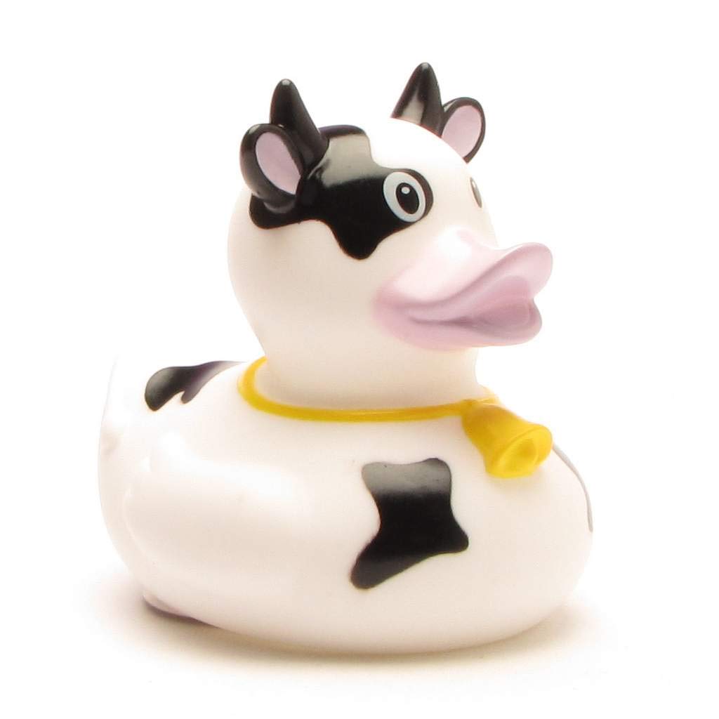 Lilalu 8 x 8 cm/50 g Collector and Baby Cow Rubber Duck Bath Toy (Black)