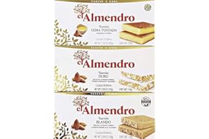 El Almendro Turron 3 Variety Pack- Toasted Egg Yolk Turron (Yema Tostada) 7.5 oz, Alicante Crunchy Turron 5.23 oz, Creamy Almond Turron Soft 5.23oz,from Spain