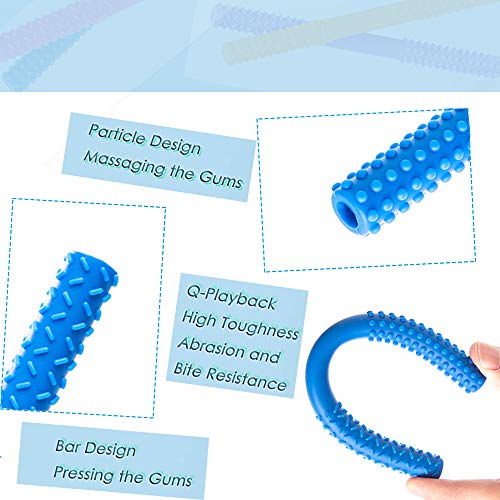 Hollow Teether Tubes, Honboom Soft Silicone Teething Tubes, 5 Pack Baby Soothing Teether Toy, Chew Straw Toy for Babies 0-12 Months with a Cleaning Brush, Dishwasher Safe (6.8in)