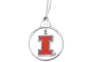 Fan Frenzy Gifts Illinois Fighting Illini Circle 2 Piece Officially Licensed Silver Two-Piece Colored Ornaments